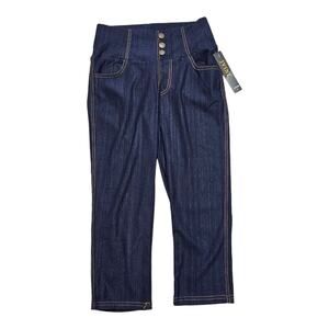 JVINI Jeggings Faux Button Down Front with 2 Front and 2 Back Pockets Large